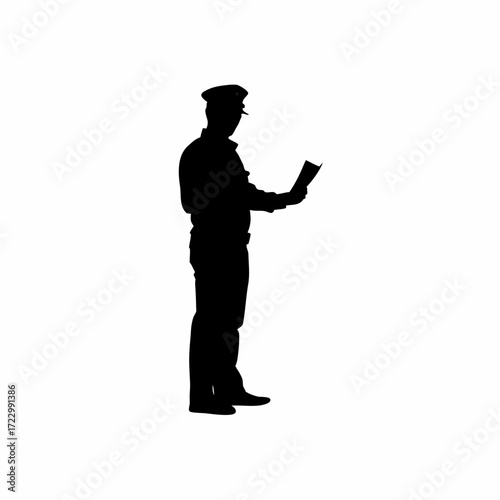 Parole officer silhouette offering addiction recovery pamphlet to client