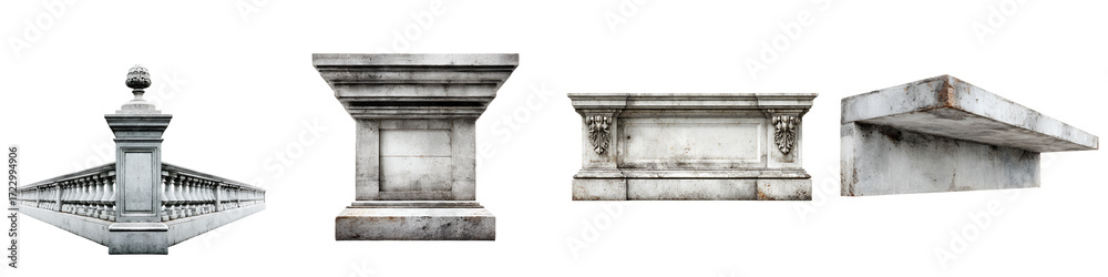 Fototapeta premium Architectural Marble Elements: Isolated Design Components for Building Facades and Landscapes