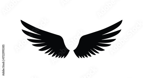 Elegant black wings spread open a striking minimalist design silhouette