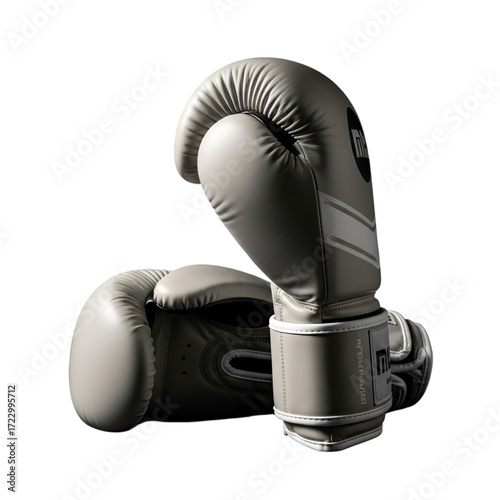 Pair of grey boxing gloves isolated on transparent background