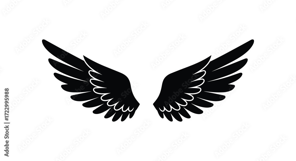 Obraz premium Dramatic black wings spread gracefully a striking visual silhouette