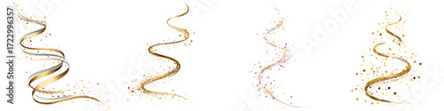 Elegant Ribbon Swirls: Collection of Gold and Silver Decorative Accents