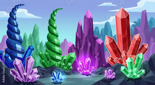 Vibrant and diverse collection of colorful crystals and gemstones.