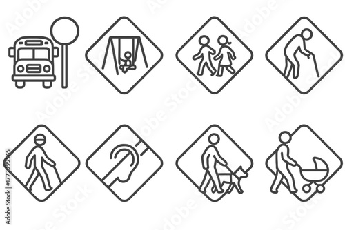 Traffic and pedestrian signs for safety and accessibility