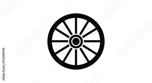 Simple black circular wheel design with spokes a striking silhouette