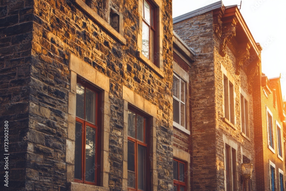 Fototapeta premium old brick and stone buildings in the historic district