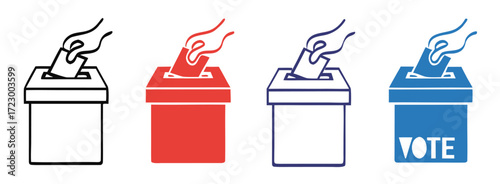 Hand voting ballot box icon set. voting sign. for mobile concept and web design. vector illustration 

