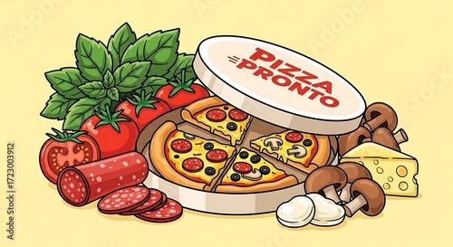 Delicious Pizza Pronto with Fresh Ingredients.