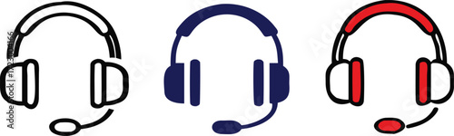 Customer service icon. Contact support agent button. Headset with speech bubble vector illustration. Call center operator symbol. . Earphones with microphone speech bubble. 