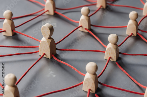 Wooden figure symbolizing teamwork in human resources hierarchy illustration