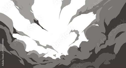 Anime Smoke Burst effect, Explosive Cloudburst vector,Dynamic Smoke Effect, Ink Cloud Swirl, Stylized Impact Smoke
