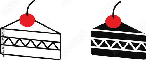 Check this handy glyph style icon of cake slice with cherry topping 
