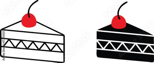 Check this handy glyph style icon of cake slice with cherry topping 
