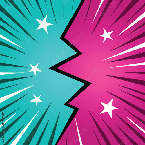 Vs or versus poster concept in cartoon design style. Battle background illustration
