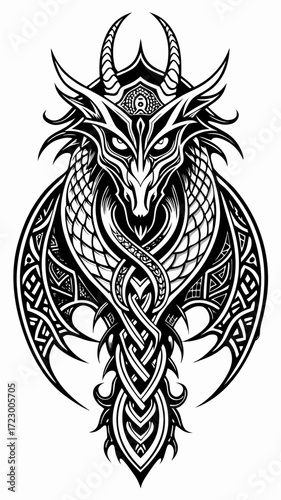 a mythical dragon illustrated 