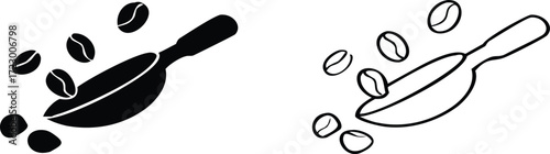 coffee beans scoop design silhouette vector illustration 
