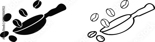 coffee beans scoop design silhouette vector illustration 
