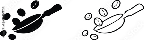 coffee beans scoop design silhouette vector illustration 
