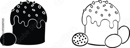 Solid glyph vector icon of a sweet muffin or cupcake for a bakery dessert representing a delicious homemade pastry and party snack food 
