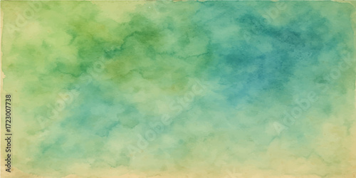 Abstract grunge watercolor background with blue sky and white clouds texture