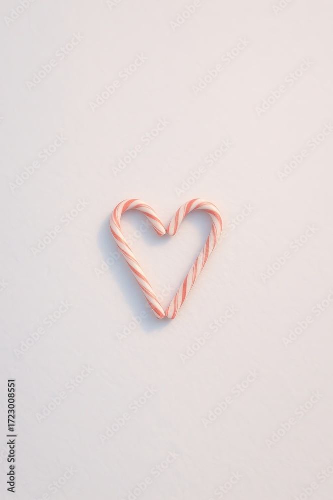 Fototapeta premium Candy Cane Heart on Snow Heart-Shaped Candy Cane Design on Soft Background for Holidays