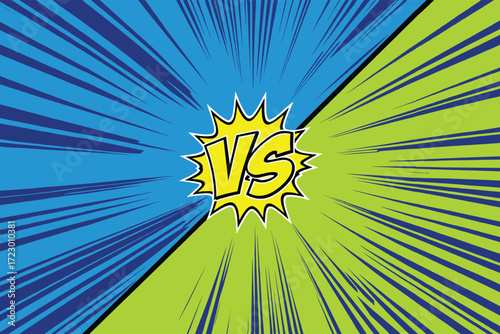 Vs or versus poster concept in cartoon design style. Battle background illustration