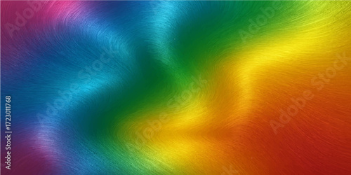 Bright digital illustration of an abstract colorful rainbow wave pattern background with motion blur and light texture