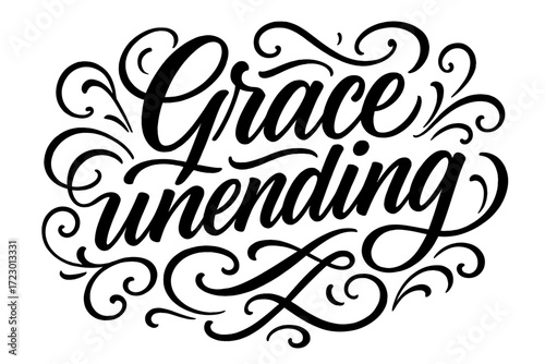 Elegant Calligraphy Art. Grace unending. Elegant modern calligraphy lettering with bold and saturated thick