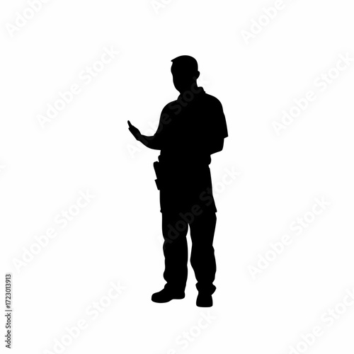 Parole officer speaking at community event silhouette