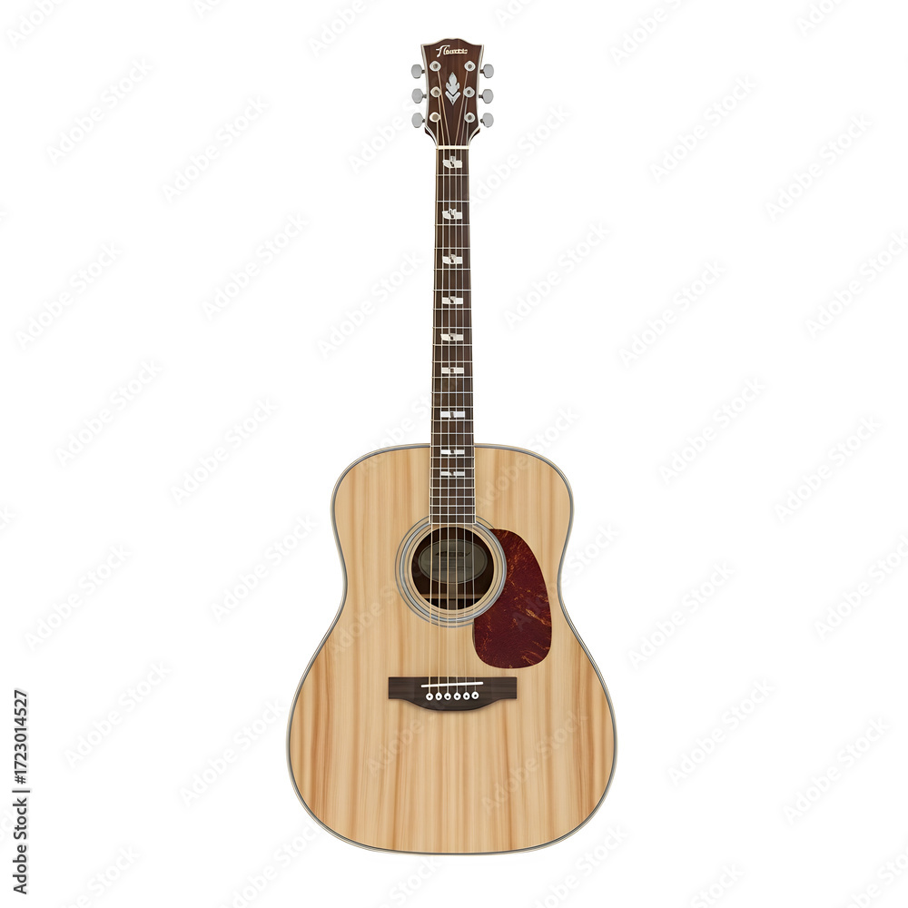 Obraz premium Acoustic guitar on white background isolated on png transparent background