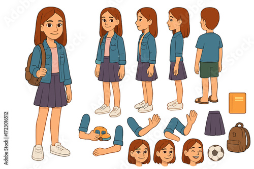 Character Construction Avatars. Cartoon realistic vector illustration, Character constructor style, isolated