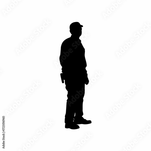 Parole officer talking with neighbors outside a house silhouette