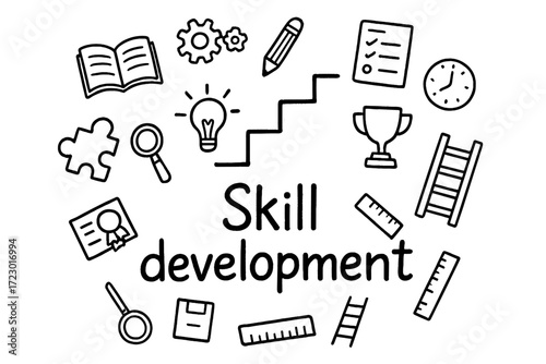 Skill Development Doodle. Skill development. Hand-drawn doodle illustration of Skill development. In the