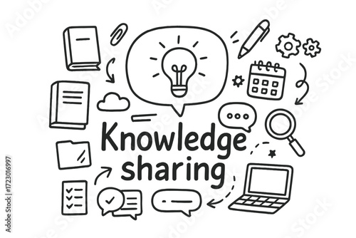 Knowledge Sharing Doodle. Knowledge sharing. Hand-drawn doodle illustration of Knowledge sharing. In the