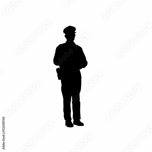 Parole officer conducting a workplace check silhouette