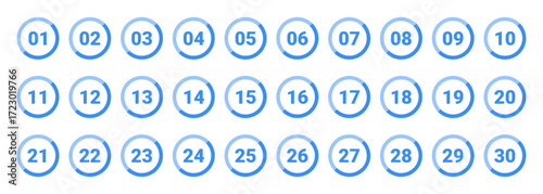 シンプルな丸数字のアイコンセット、1-30