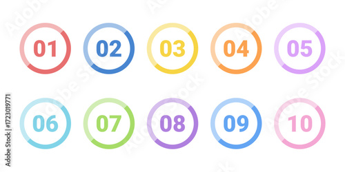 カラフルな丸数字のアイコンセット