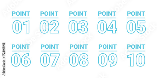 シンプルおしゃれなポイント数字1-10