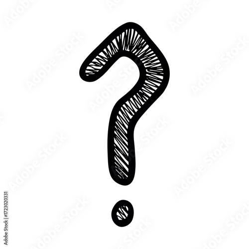 Hand drawn question mark clipart Single element for design