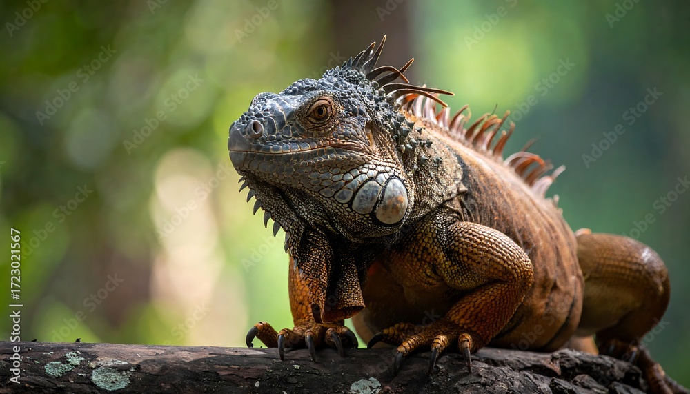 Fototapeta premium Close-up of iguana on a log