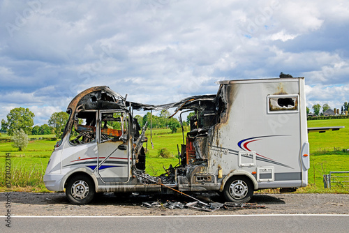 D859282 Burnt-out camper van
