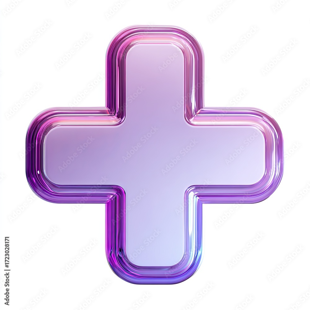 Fototapeta premium A stylized plus sign, vibrant purple and lavender