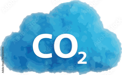 Illustration of a blue cloud with the chemical formula co2, representing carbon dioxide emissions