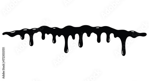 Abstract black dripping liquid shape against a plain white background silhouette