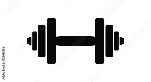 Black barbell weightlifting equipment isolated on white background silhouette