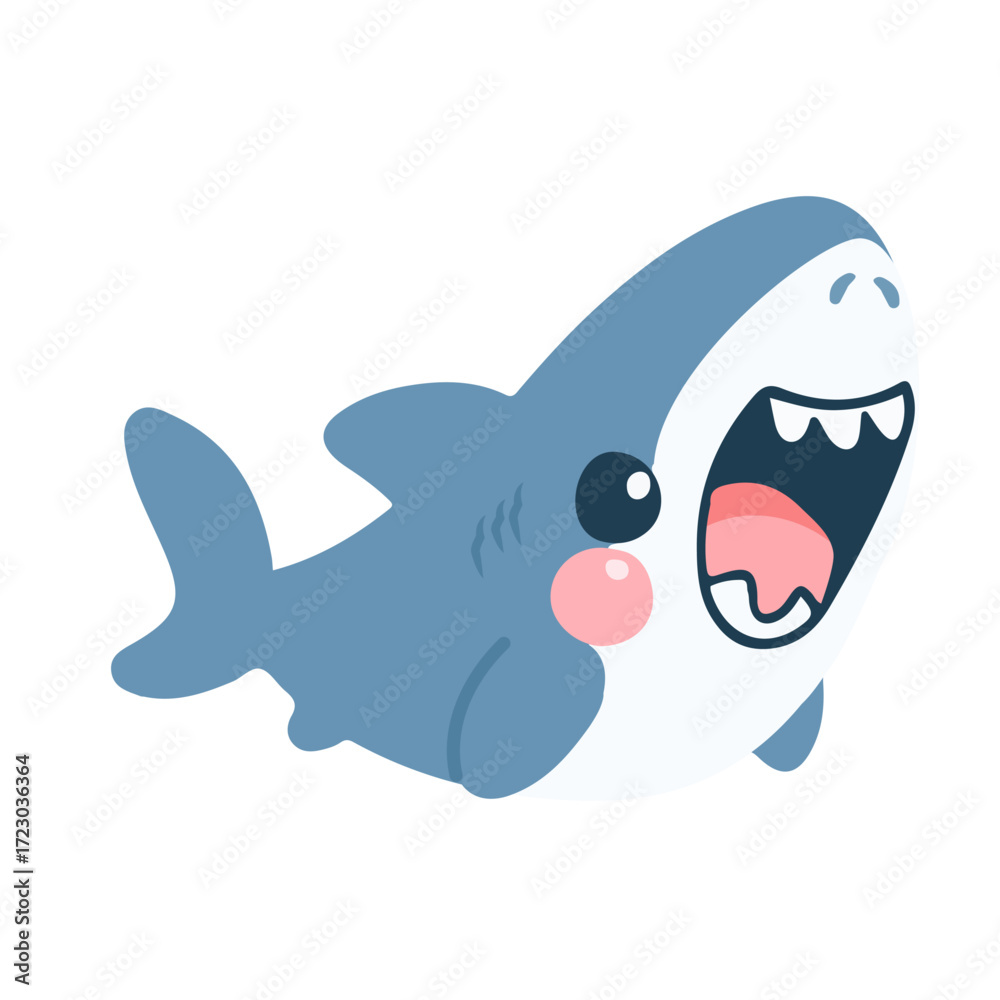 Naklejka premium Cartoon Shark with Open Mouth
