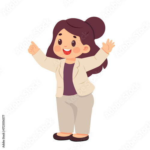 Cartoon Illustration of a Smiling Woman