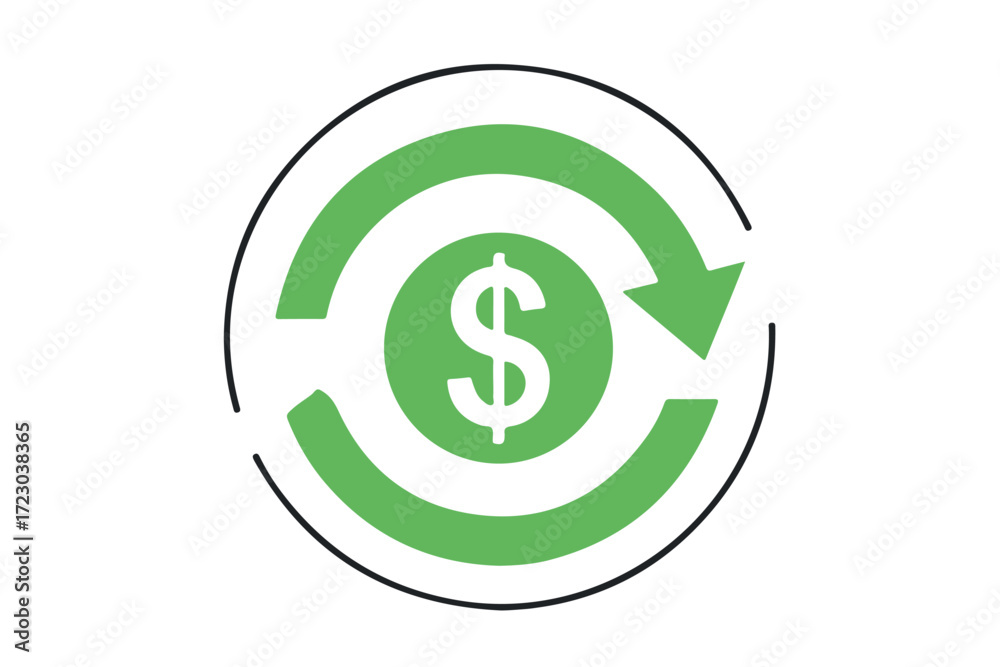 Obraz premium Dollar sign within a circular arrow icon representing financial exchange and currency