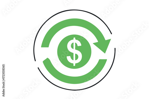 Dollar sign within a circular arrow icon representing financial exchange and currency