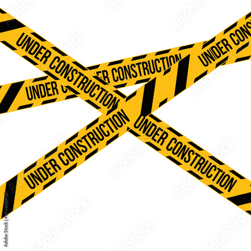 Intersecting Yellow and Black Under Construction Barrier Tapes in a Chaotic Arrangement
